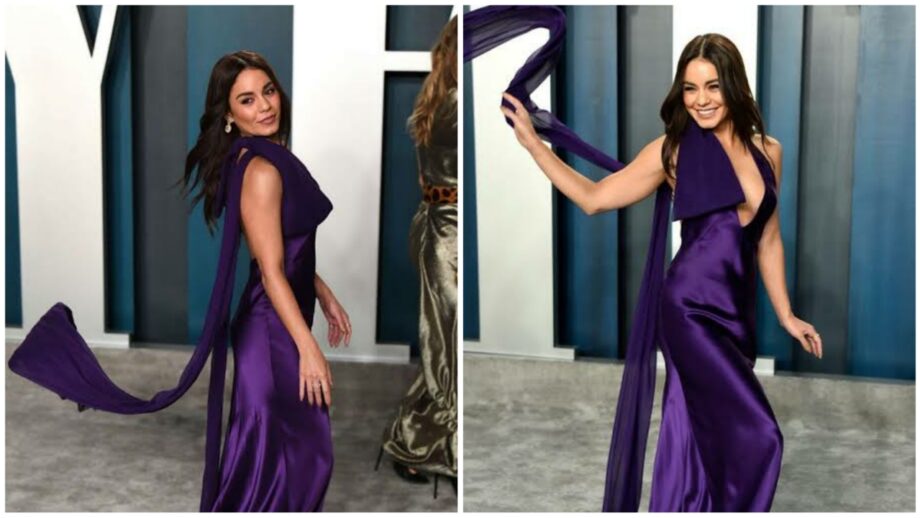 Buy Purple Satin Solid V Neck Cinched Gown For Women by Na-Ka Online at Aza  Fashions.