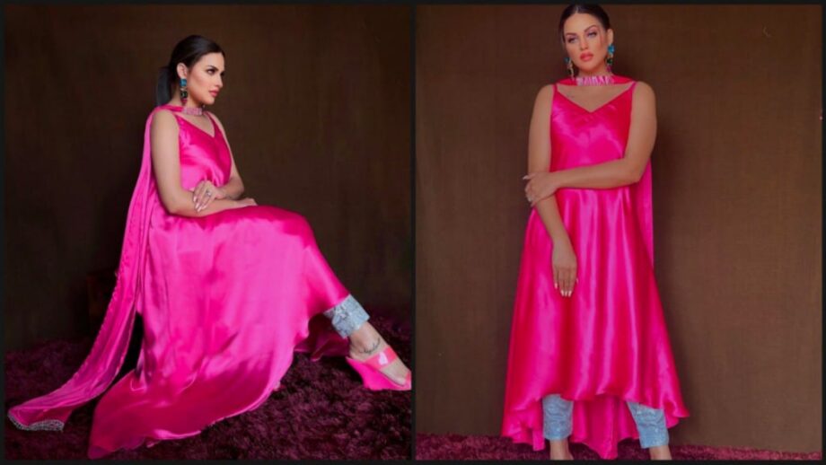 Pink Is The New Black: Himanshi Khurana Is Setting New Fashion Goals In Bright Pink Satin Churidar Look 407101