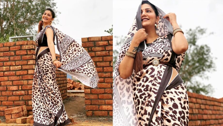 Sapna Choudhary Impresses Fans In Animal Print Saree, Fans Love Her Super  Hot Avatar | IWMBuzz