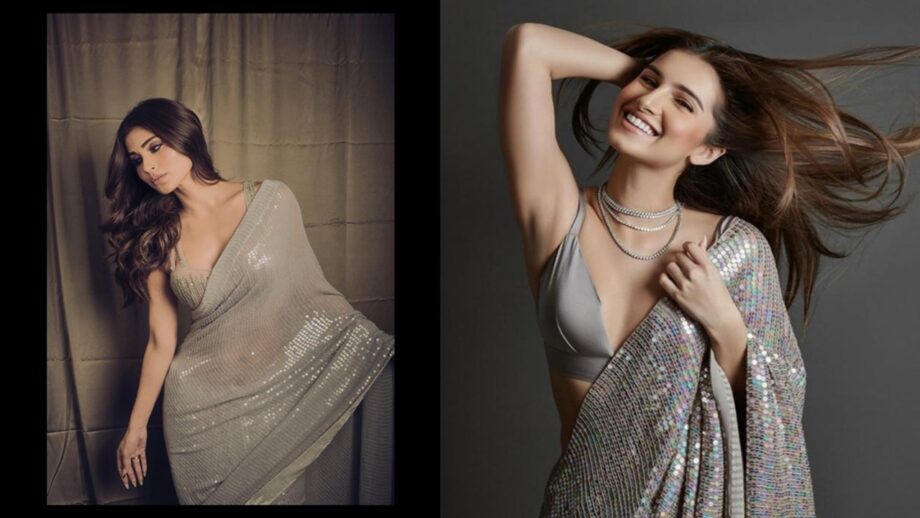 Silver Sequin Statement: Mouni Roy Or Tara Sutaria, Who Looks Scintillating In A Silver Sequin Saree? 407208