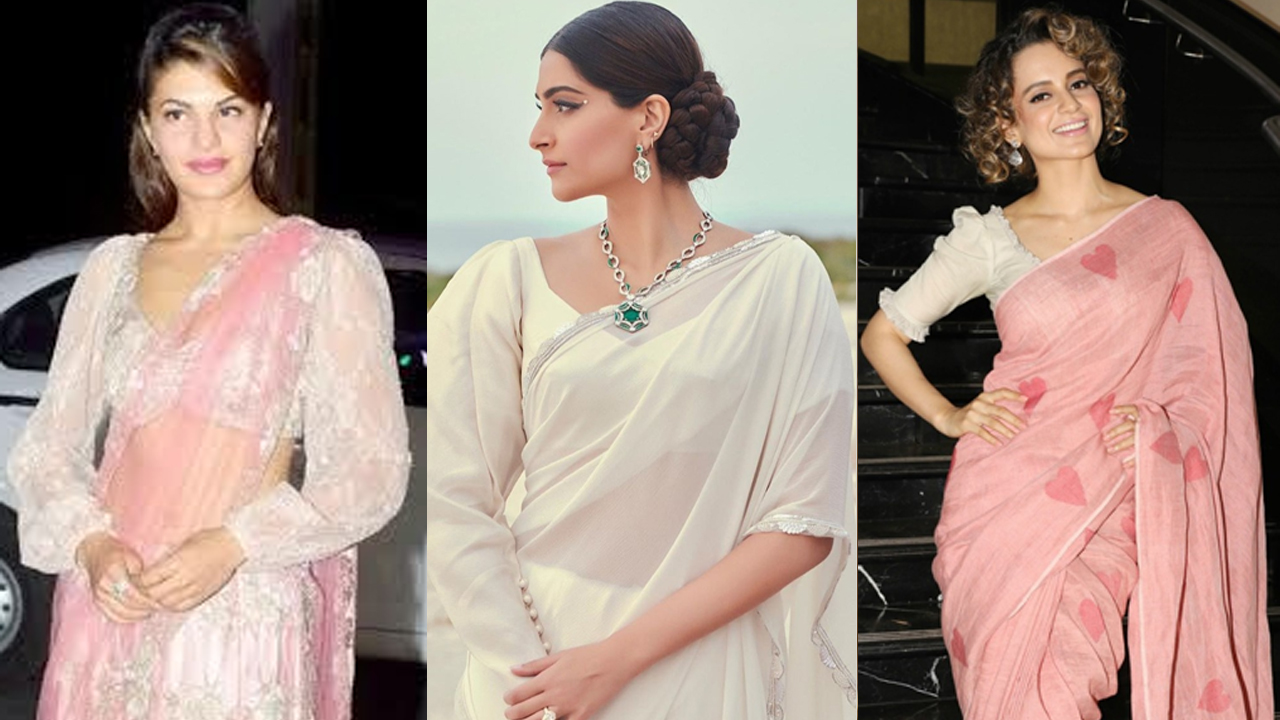 in love with the sensuous puff sleeves blouse design saree get cues from jacqueline fernandez sonam kapoor and kangana ranaut 4