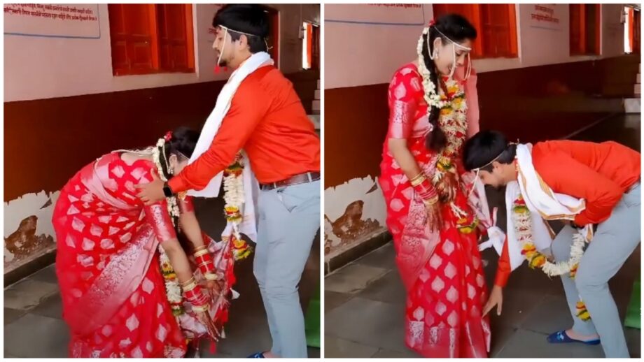 A Video Of A Groom Touching His Bride's Feet After The Wedding Has Won The Hearts Of Millions Of Netizens, Watch Viral Video 487054