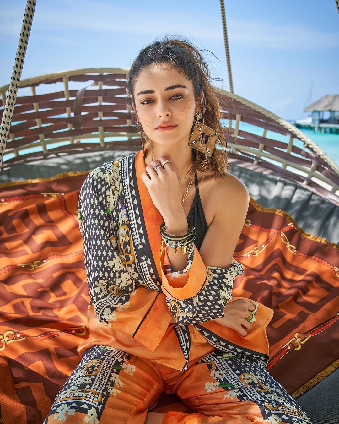 ananya panday gives bold and boho vibes in orange t shirt and black bikini check out pictures 2 Ananya Panday offers Daring and Boho vibes in Orange T-shirt and black bikini, Take a look at Images | IWMBuzz