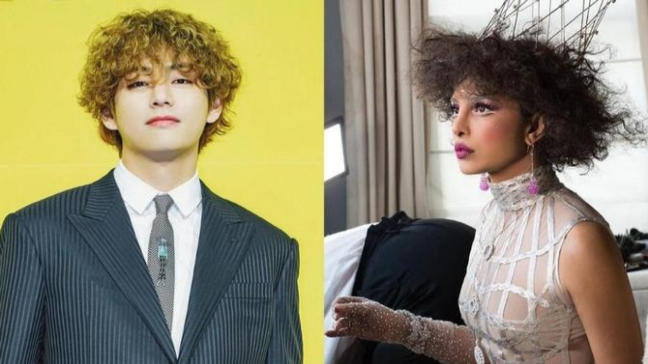Curly hair of Kim Taehyung Aka V has been compared to Priyanka Chopra's Met  Gala appearance, check out | IWMBuzz