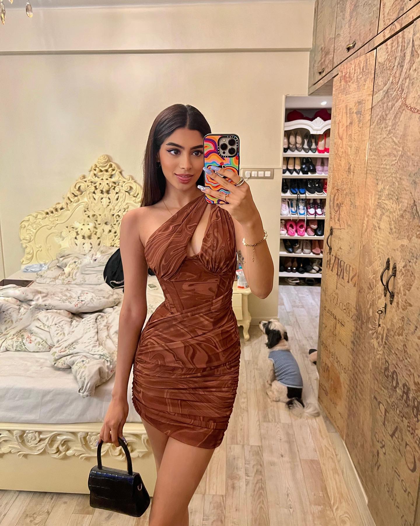Khushi Kapoor Looking Like A Badass In A Brown One Shoulder Corset Bodycon  Dress!