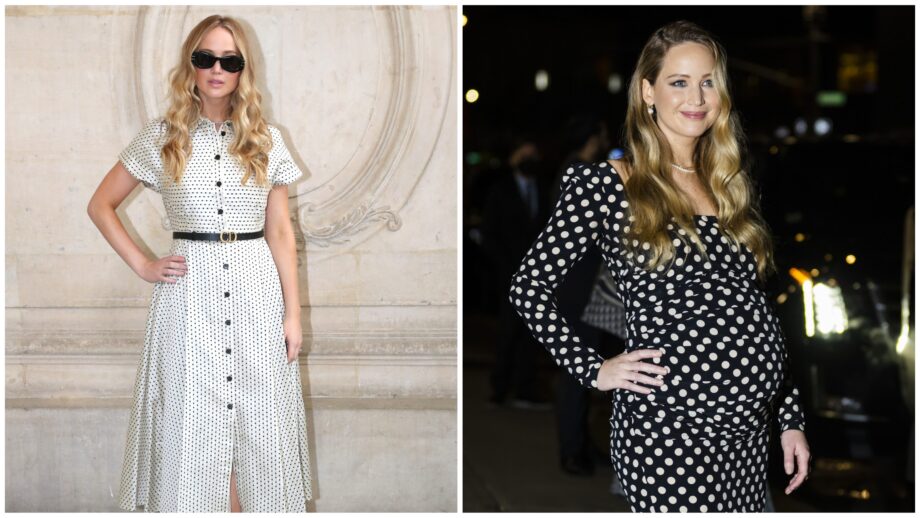 Oscar De La Renta’s Bodycon Or Dior’s Button Down Dress? Which Polka Dotted Dress Looks Good On Jennifer Lawrence