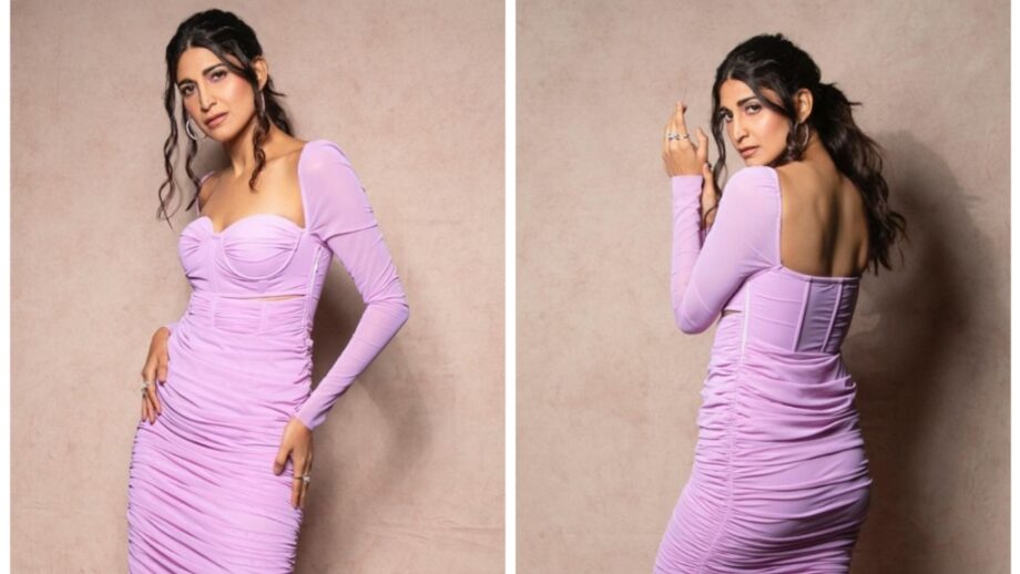 Aahana Kumra looks sassy in corset lilac bodycon dress, see pics