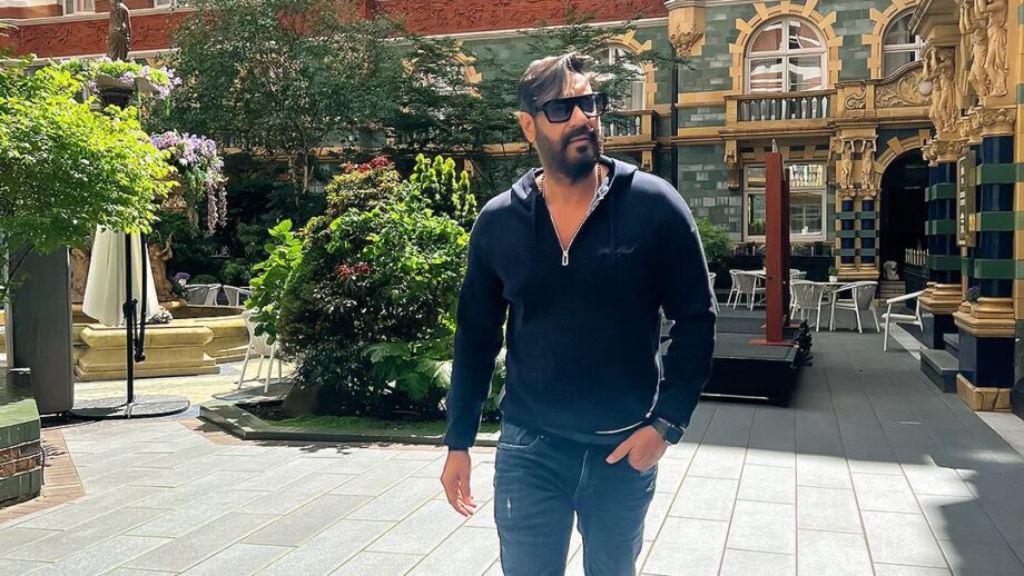 Ajay Devgn is busy exploring streets of London, looks dapper in black zipper tshirt and denims