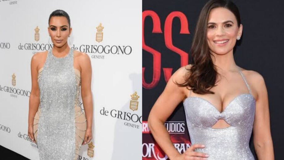 Fashion Face-off: Kim Kardashian Vs Hayley Atwell: Who Flutters Your Heart In Shimmery Silver Dress? 644240