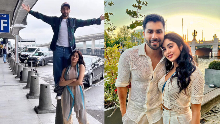 In Pics: Janhvi Kapoor And Varun Dhawan twin in stylish white crochet shirts in Amsterdam, latter says, ‘Having a #Bawaal time’