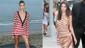 Fashion Faceoff: Hailey Bieber Vs Emily Ratajkowski: Whose Red Striped Dress Did You Fall In Love With? 2