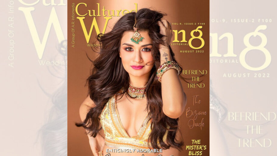 Anveer Kaur looked stunning on the cover page of "Cultured Wedding Magazine" dressed in a golden ensemble: See Pics.