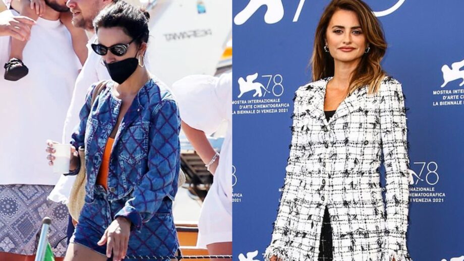 In Italy, The Stunning Penelope Cruz Sporting Dual Denim Look In Short Shorts & Cropped Jacket: See Pics