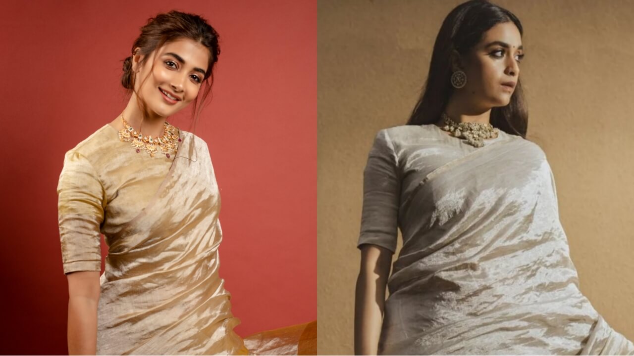 Pooja Hegde Or Keerthy Suresh: Who Did Style Shimmery Silky Satin Saree Lik...