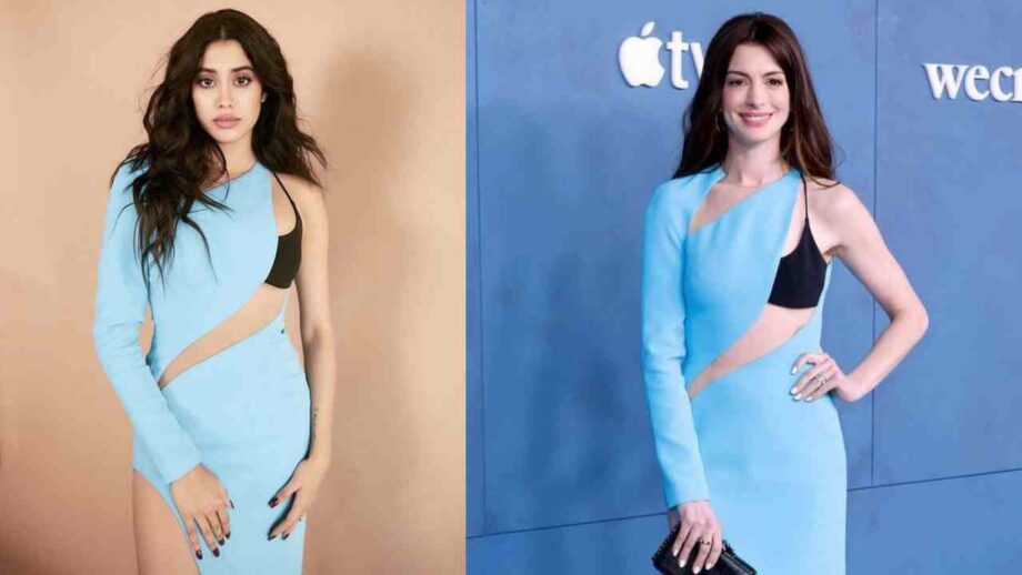 Anne Hathaway Or Janhvi Kapoor: Who Did Style The Sky Blue Cut-Out And Thigh High Slit Gown Better?