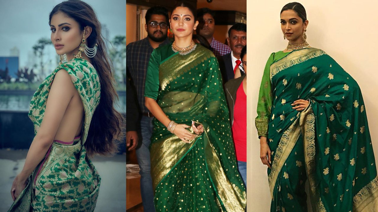 Mouni Roy, Anushka Sharma, and Deepika Padukone, B-town divas slaying in  green silk saree | IWMBuzz