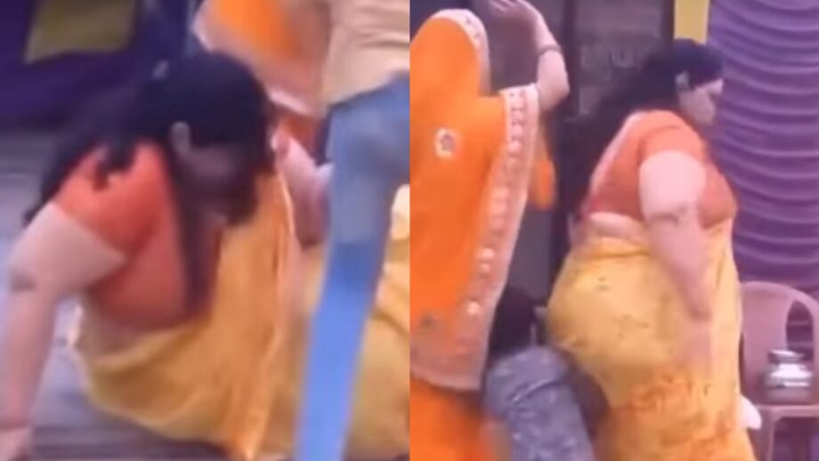 Viral Video: Aunty Dances To A Haryanvi Song And Falls On The Youngster Dancing Behind Her 692740