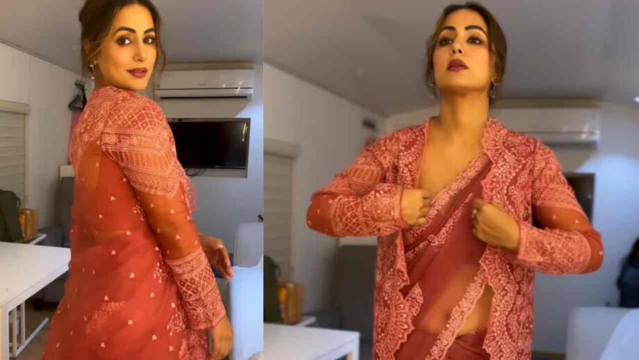 Watch: Hina Khan shares irresistible video in transparent saree, says, "halka halka suroor hai..."