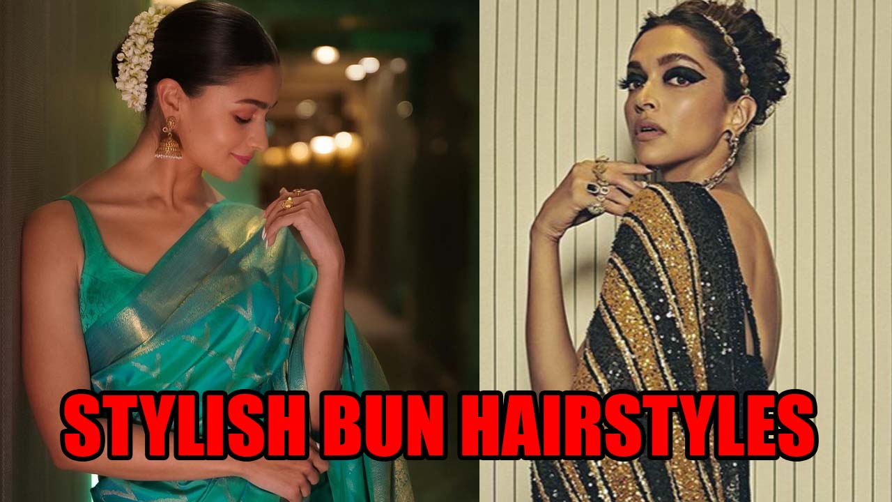 Alia Bhatt and Deepika Padukone's Stylish Bun Hairstyles That You Would  Want To Copy For Your Saree Look | IWMBuzz