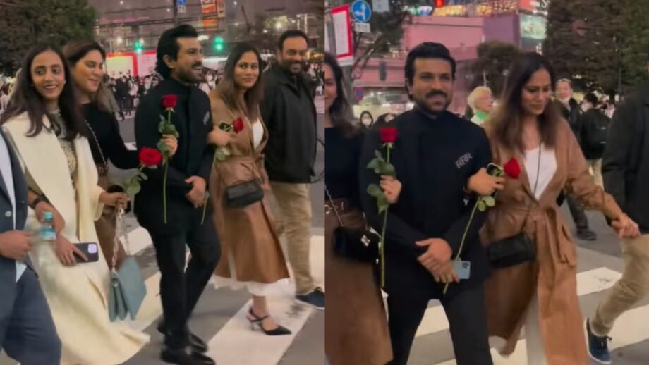 RRR Madness Continues: Ram Charan and Jr NTR engage in adorable ‘rose walk’, internet loves it