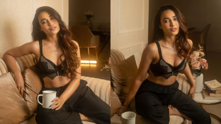 Couch Just Got Hotter: Surbhi Jyoti stabs hearts in black bralette and trou...