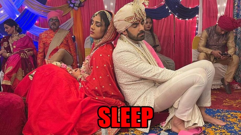 On set masti: Karan V Grover and Sayli Salunkhe sleep during their on-screen wedding