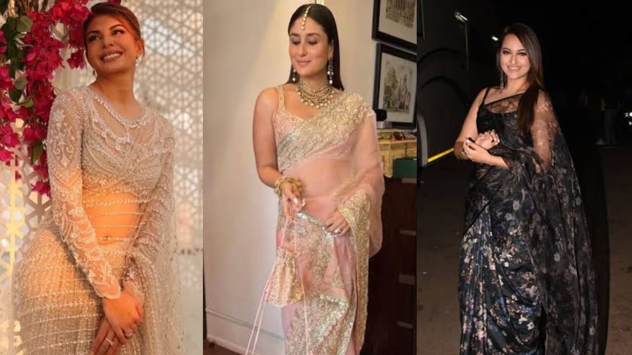 Jacqueline Fernandez, Sonakshi Sinha and Kareena Kapoor are ultimate stunners in transparent sarees, see sexy moments