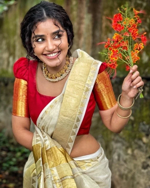 Anupama Parameswaran in a red benarsi silk saree!