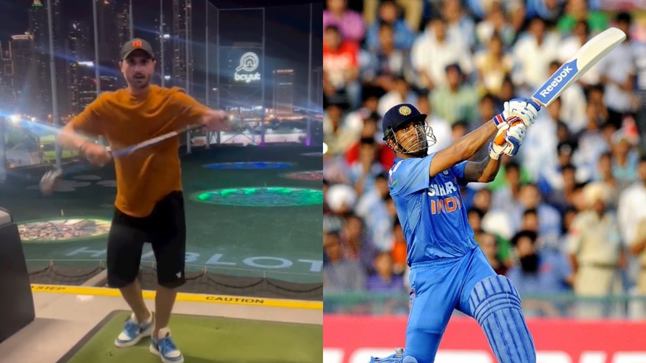 Internet goes frenzy as Harbhajan Singh recreates MS Dhonis infamous Helicopter shot with golf stick, watch