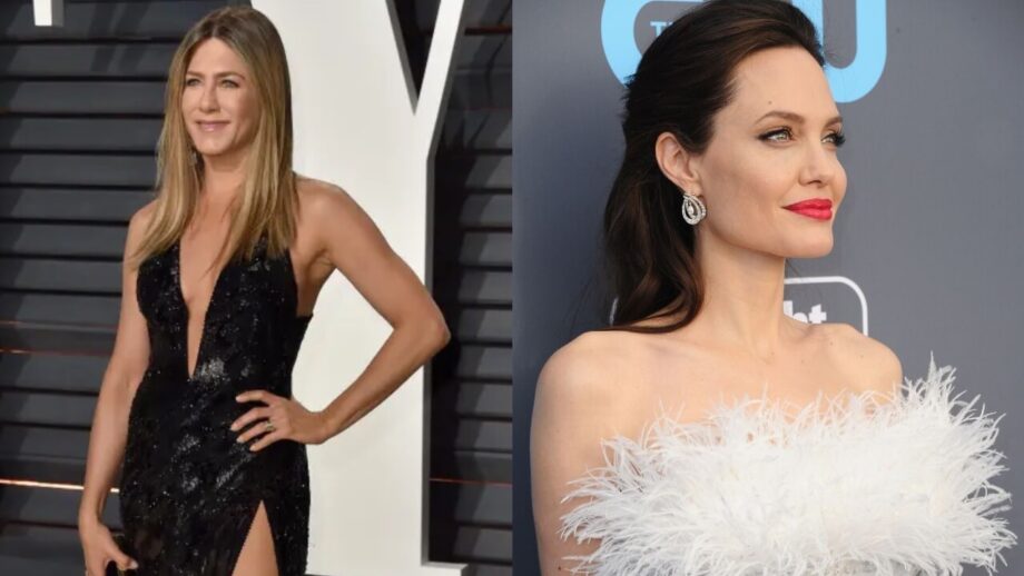 Angelina Jolie Vs Jennifer Aniston: Who Is Bewitching In Feathery Gown? 756267