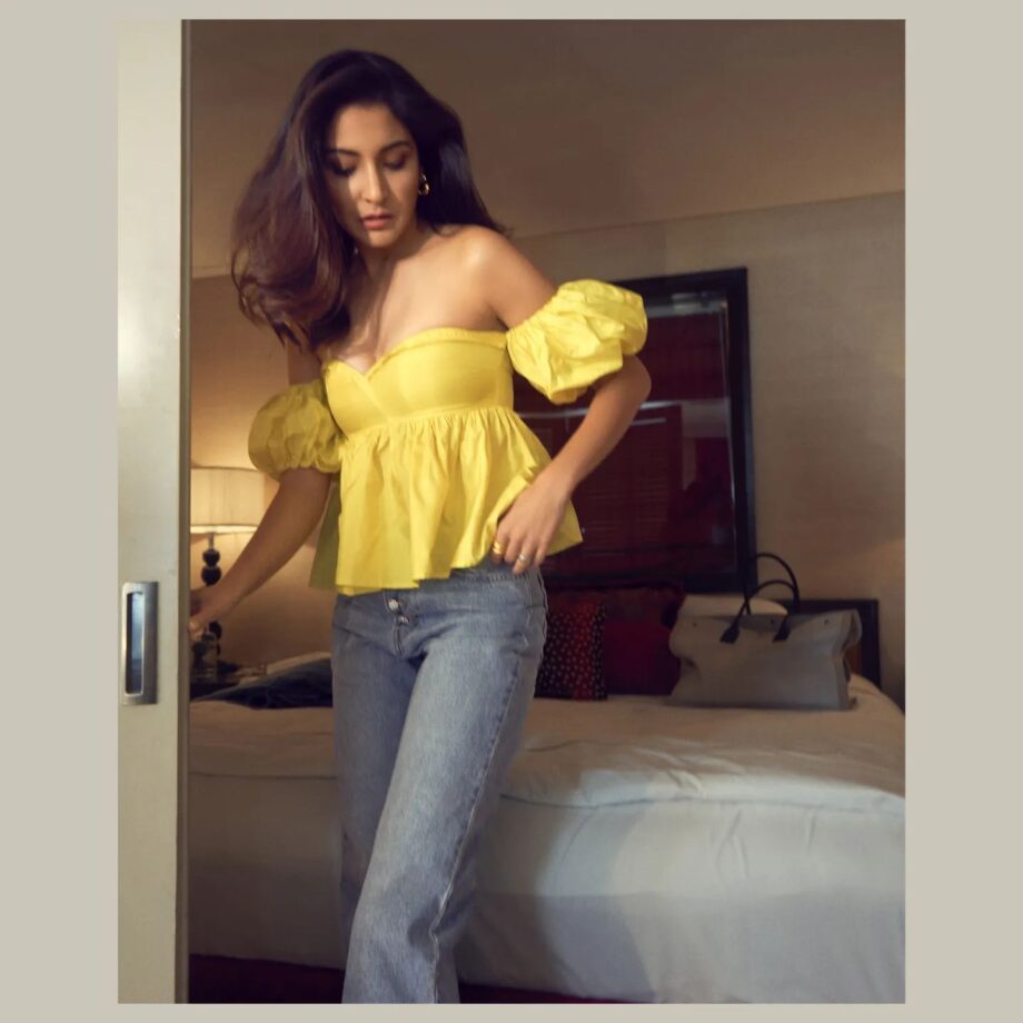 Anushka Sharma Looks More Gorgeous Than Sunshine In Off-Shoulder Yellow Top And Denim 762236