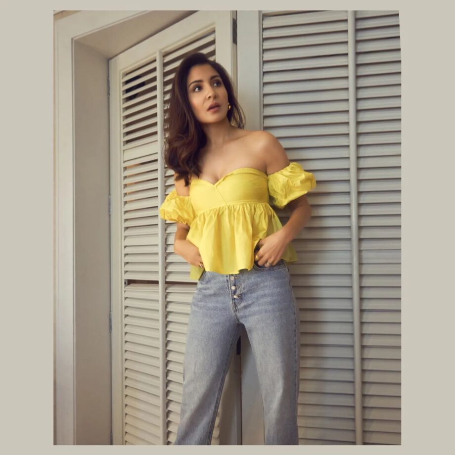 Anushka Sharma Looks More Gorgeous Than Sunshine In Off-Shoulder Yellow Top And Denim 762234