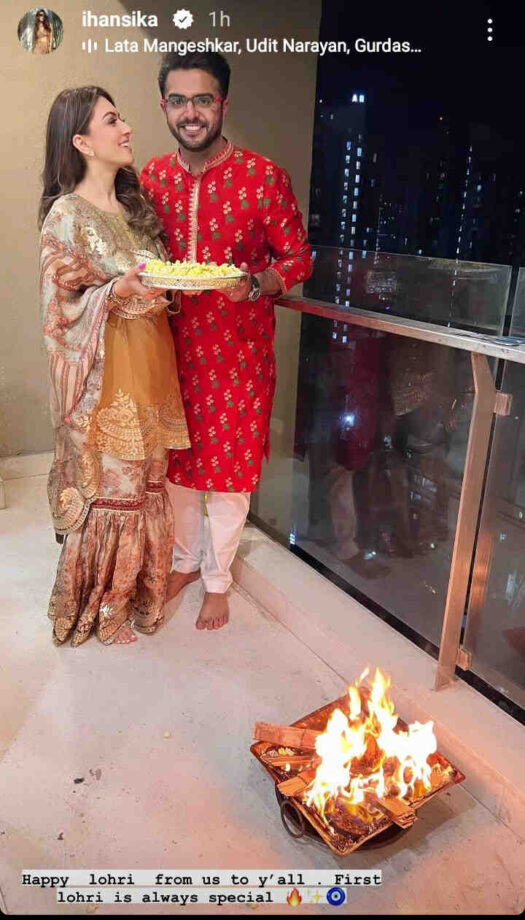 Hansika Motwani Celebrates First Lohri After Marriage With Her Husband Sohael Kutaria 757634