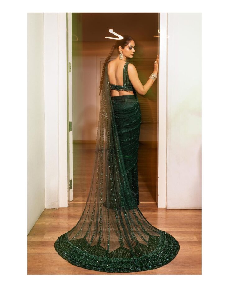 In Pics: Allu Sneha Reddy Looks Gorgeous In Dark Green Embroidered Netted Saree 757155