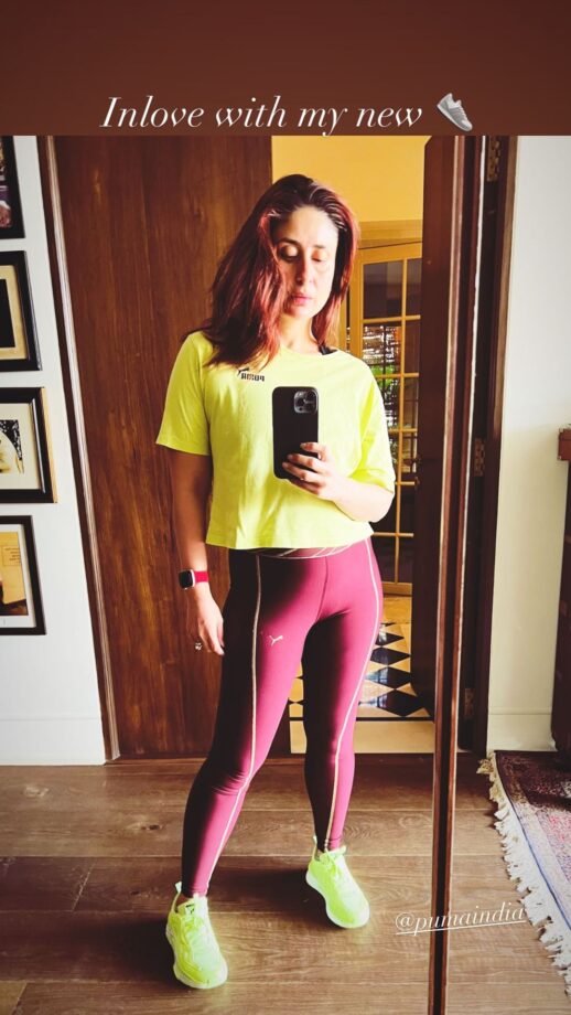 Kareena Kapoor Drops Mirror Selfie In Yellow Top With Maroon Track Pant Says, 'In Love With My New Shoes' 761918