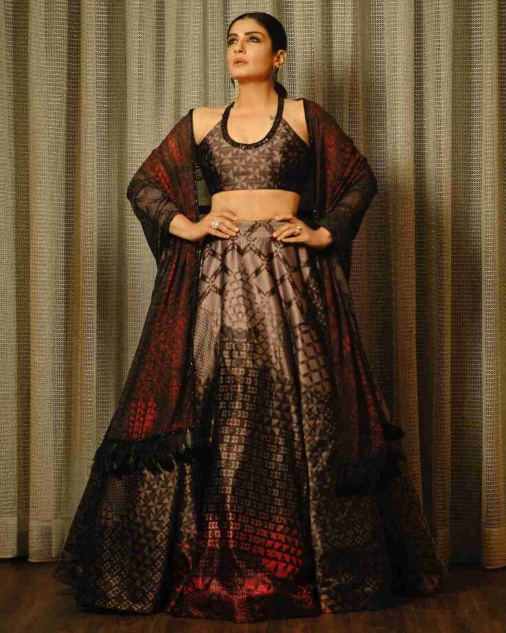 Raveena Tandon Looks Resplendent In Beautiful Black And Red Lehenga Set, See Pics 763479