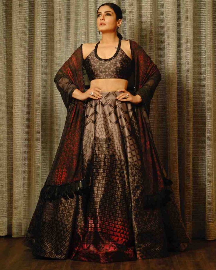 Raveena Tandon Looks Resplendent In Beautiful Black And Red Lehenga Set, See Pics 763483