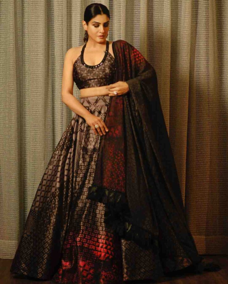 Raveena Tandon Looks Resplendent In Beautiful Black And Red Lehenga Set, See Pics 763484