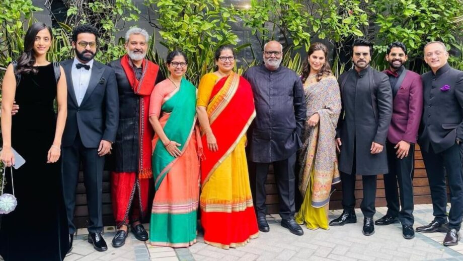 RRR Family: Ram Charan, Jr NTR, SS Rajamouli Attend Golden Globe Awards, Pose on Red Carpet 756163