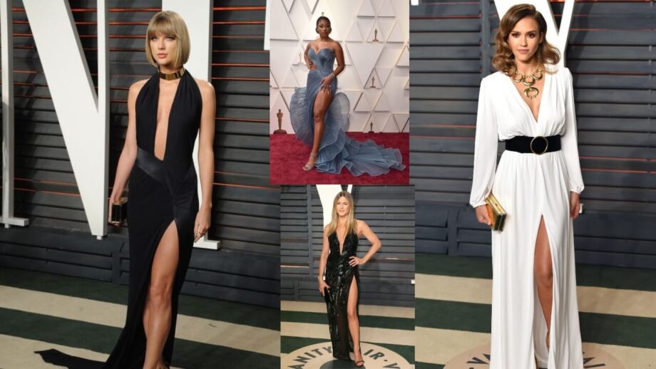 Taylor Swift To Jessica Alba: Slaying In Thigh-High Slit Dresses