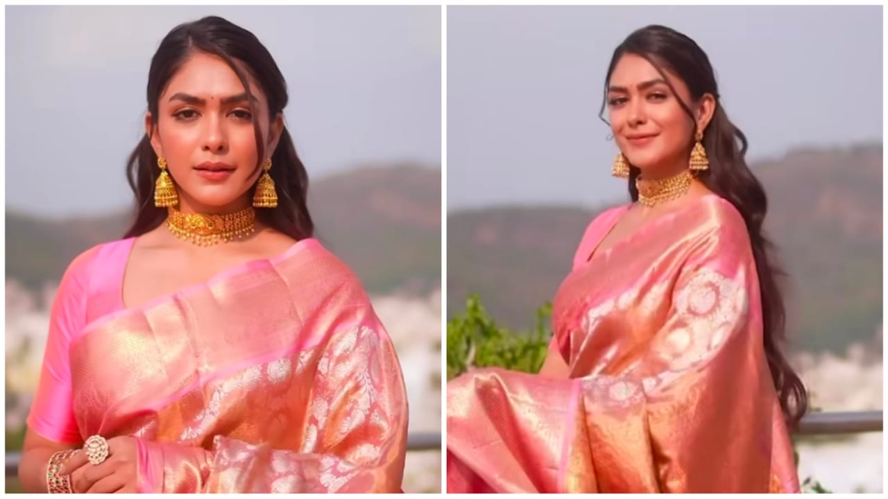 Watch: Mrunal Thakur oozes grace and elegance in a pink saree | IWMBuzz