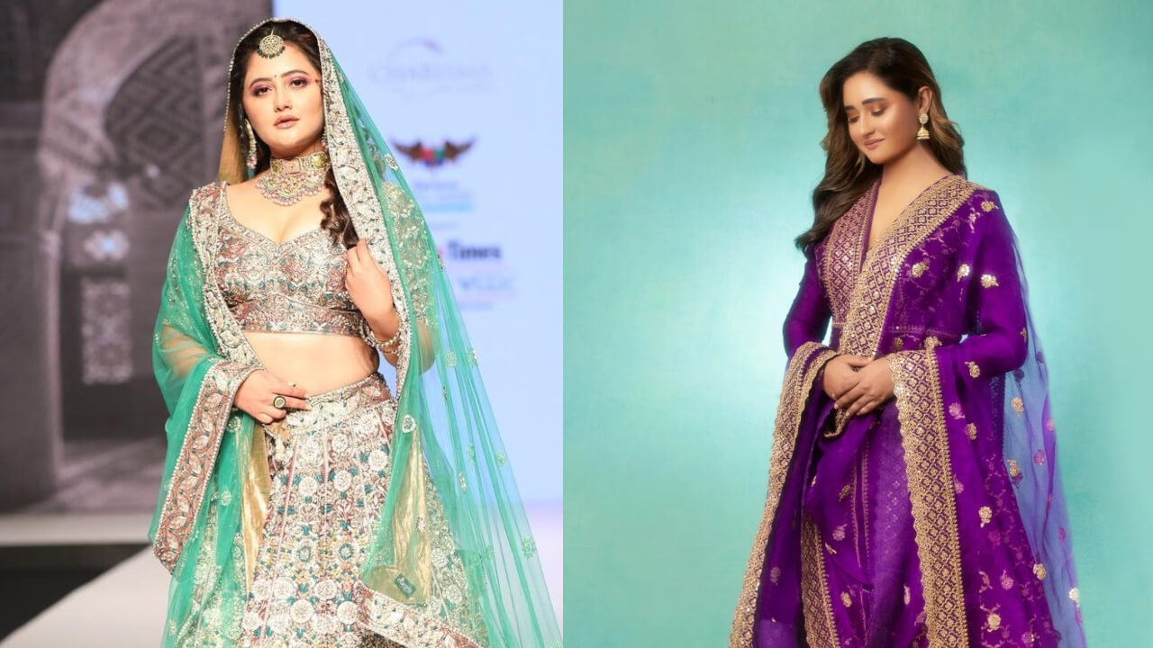 4 Times Rashami Desai Showed Her Fashion Game In V-Neck Designer Lehengas