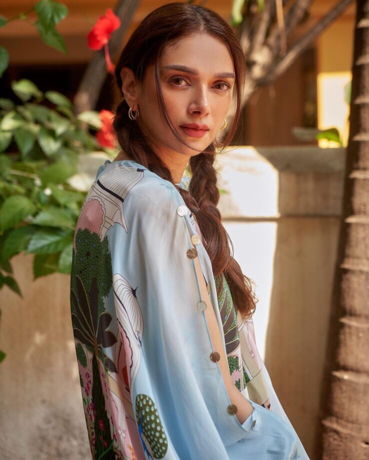 Aditi Rao Hydari Is A Style Queen In A Light Blue Printed Top With Mini Skirt 777610