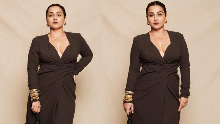 Check Out: Vidya Balan Shows Her Sartorial Power In Brown Slit Midi Dress 769083