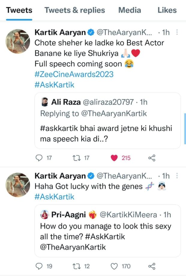 Fan asks Kartik Aaryan about 'speech' post winning an award, actor's response will melt your heart 778355