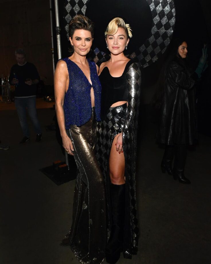Florence Pugh and Lisa Rinna are sass personified in metallic armours at Harris Reed fashion show 774357