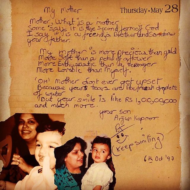 Happy Birth Anniversary Mona Kapoor: Arjun Shares Handwritten Poem For His Late Mother 767113