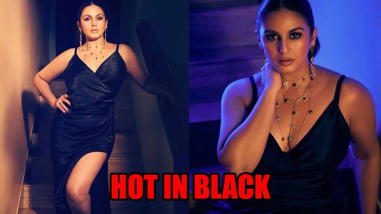 Huma Qureshi Looks Smoking Hot In Black Thigh High Slit Gown 773879