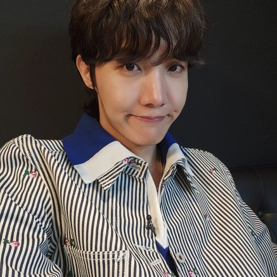 In Pics: J-Hope Shares A Picture Of Himself In Black And White Striped Blazer Pants Outfit 770418