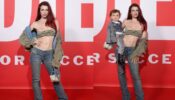 In Pics: Julia Fox parades into Fashion Week in sheer crop top and low-slung jeans with her son 776367